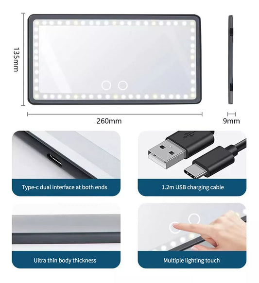 Espejo Para Carro De Maquillaje Luz Led